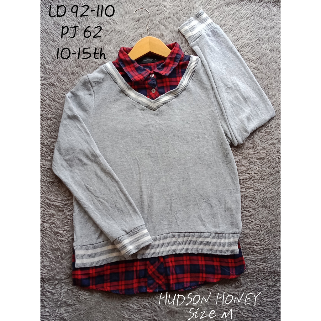 Atasan rajut+flanel remaja _HUDSON-HONEY