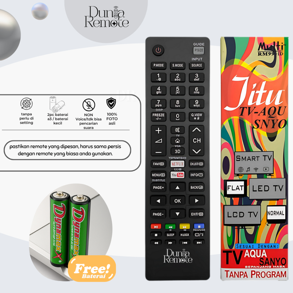 Remote Remot TV SANYO AQUA Smart Multi Jitu LED LCD Remot SMART TV AQUA SANYO