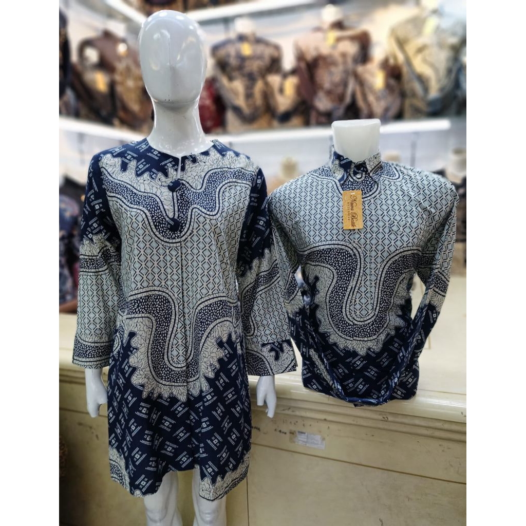 kemeja batik couple cewek modelan tunik premium bahan katun solo 40s