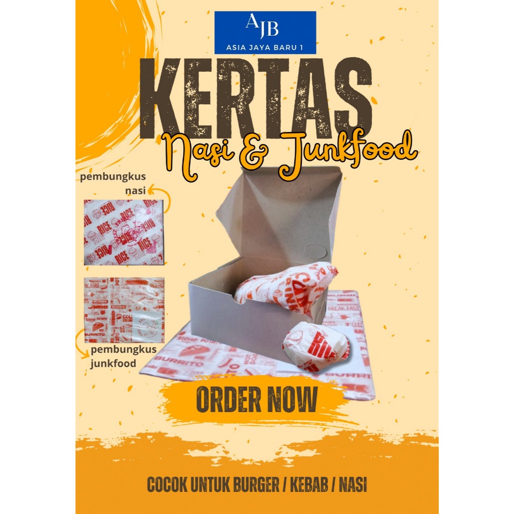 1 PACK - KERTAS PEMBUNGKUS MOTIF - Kertas Nasi - Kertas Burger Kebab / PEMBUNGKUS NASI / KERTAS MOTI