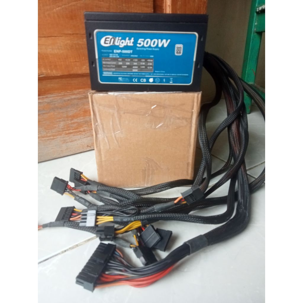 Power Supply (PSU) Gaming Enlight ENP-500DT 500Watt 80 Efficiency (Murah, Mulus, Siap Pakai)