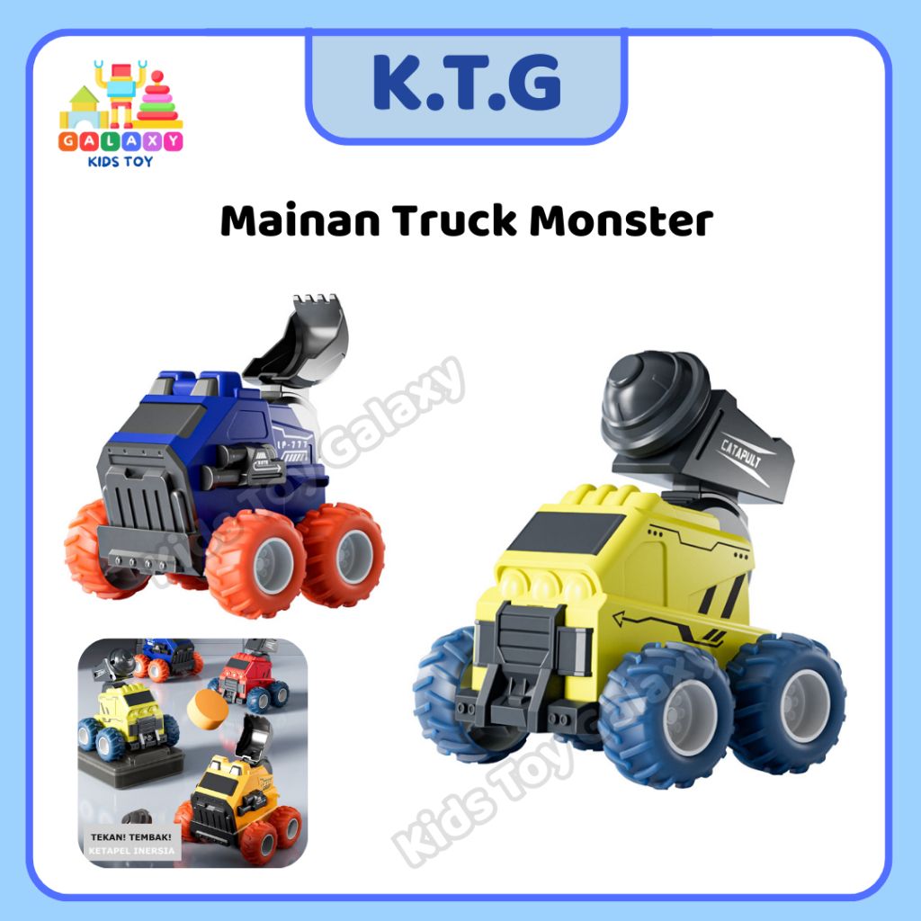 Mainan Truk Monster Tarik Mundur/Mobil Pelempar Batu Peluncuran, Roket, Rudal, Battle