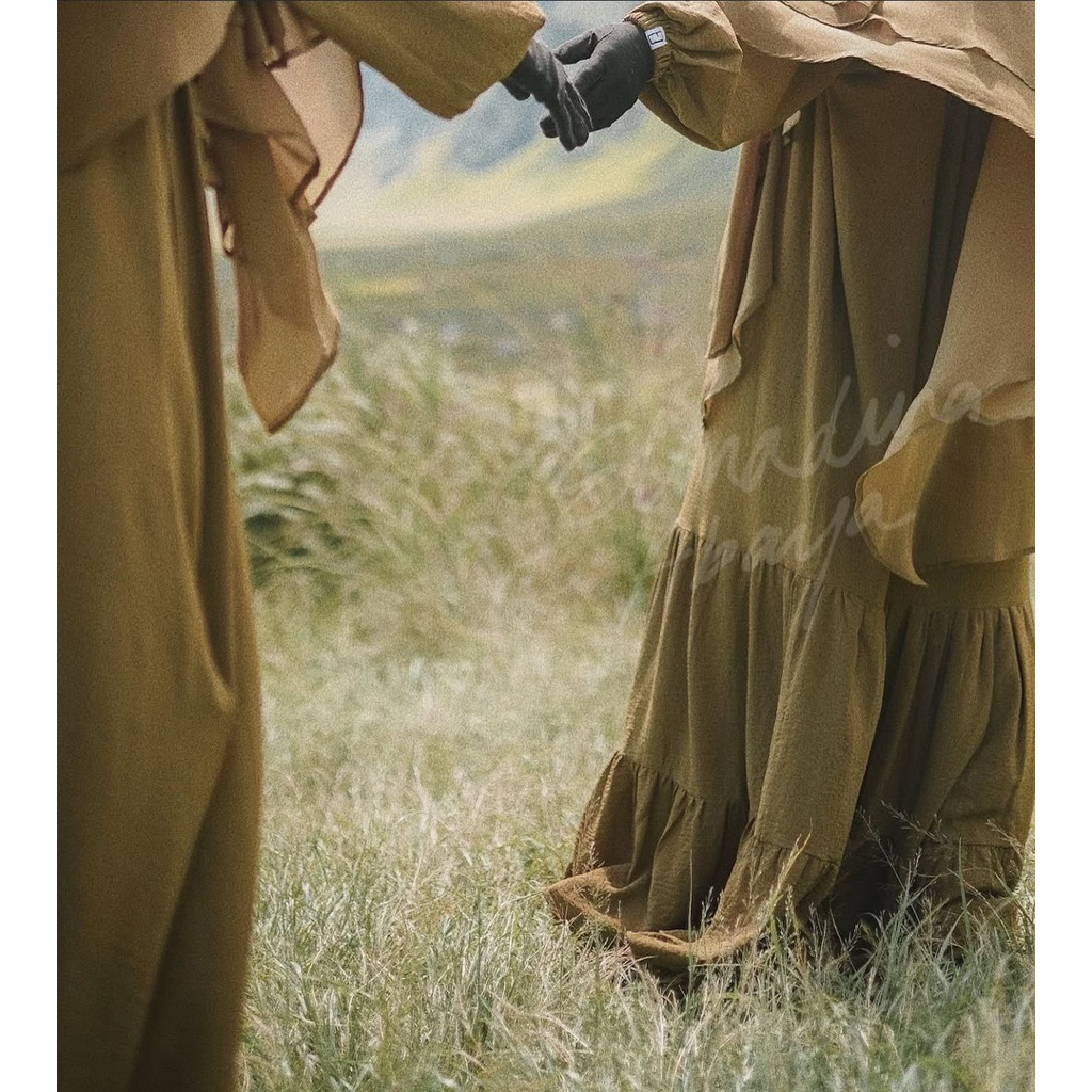 Elmadina abaya The Dress OG 2.0 warna Butternuts size S Fk two Layer size 2 ciffon ceruty