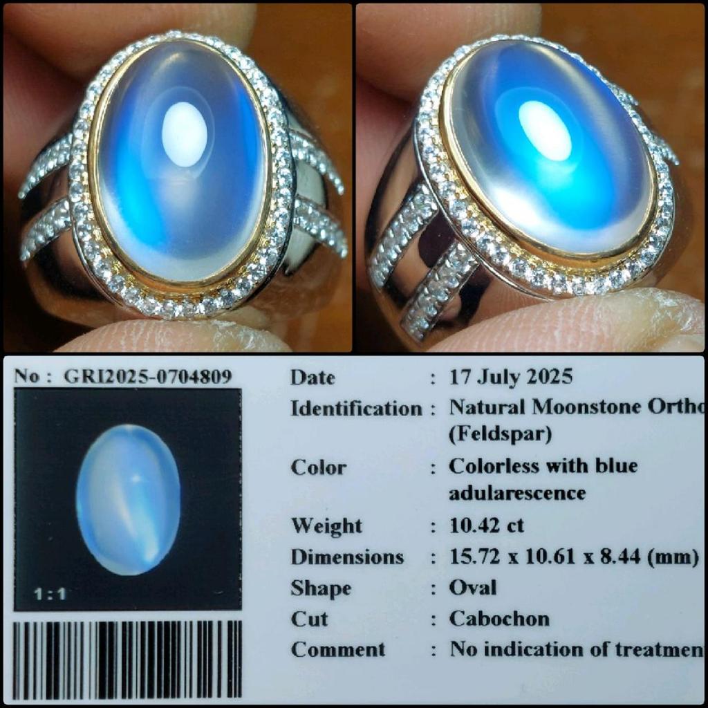 Natural Moonstone Orthoclase Feldspar Crystal Clean Gems Batu Permata Biduri Bulan Asli