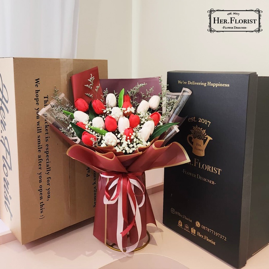 HER.FLORIST [TULIP] Big Soap Flower Bouquet / Buket Bunga Besar / Buket Bunga Tulip Sabun