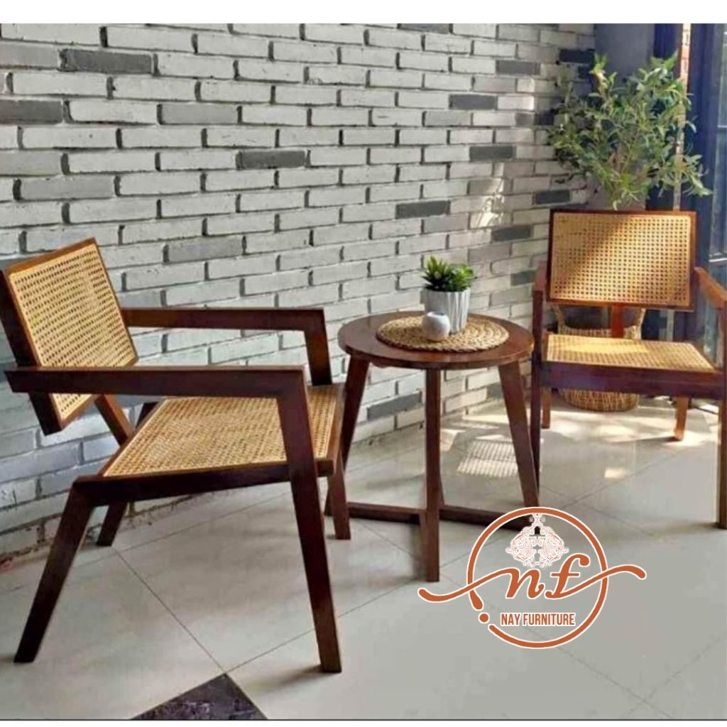 Set Kursi Retro, Set Kursi teras Rotan, Set Kursi santai, Set Kursi Cafe