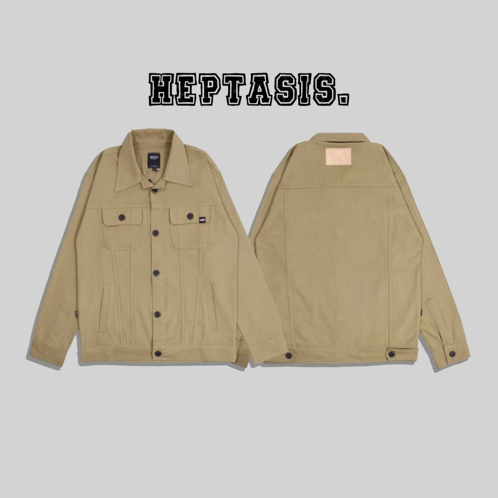 WOLV ORIGINAL Kemeja Trucker Canvas - Jacket Trucker Canvas Cream