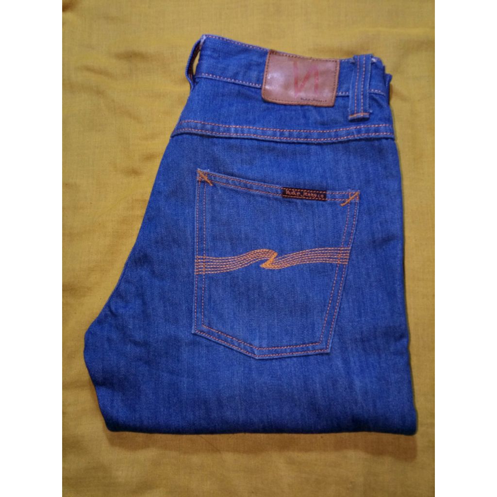 Nudie Jeans co Slim Jim dry denim Japan Original Italy Celana panjang Pria Dewasa