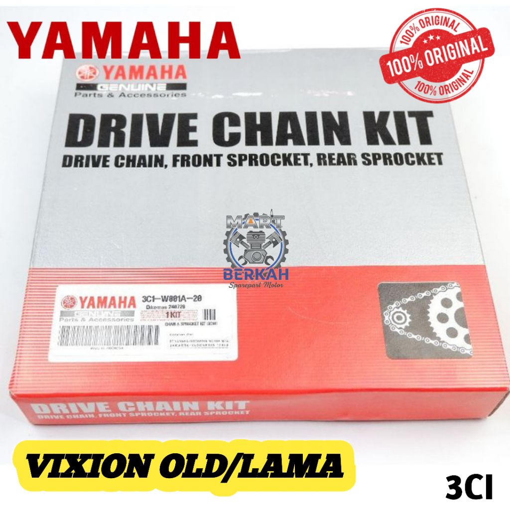 GEAR SET+ RANTAI (3CI) VIXION OLD/LAMA ORIGINAL YAMAHA