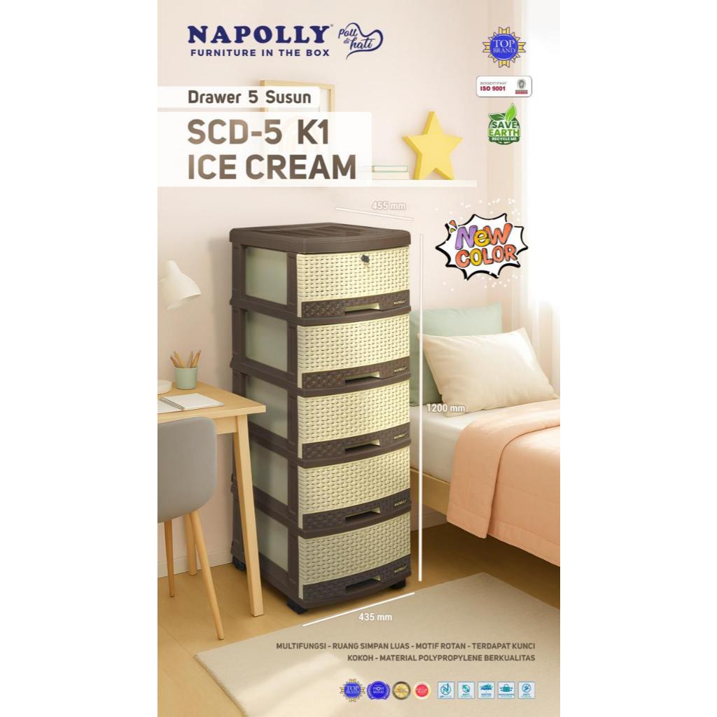 NAPOLLY RAK PLASTIK LACI CABINET SERBAGUNA LACI NAPOLLY SCD 5