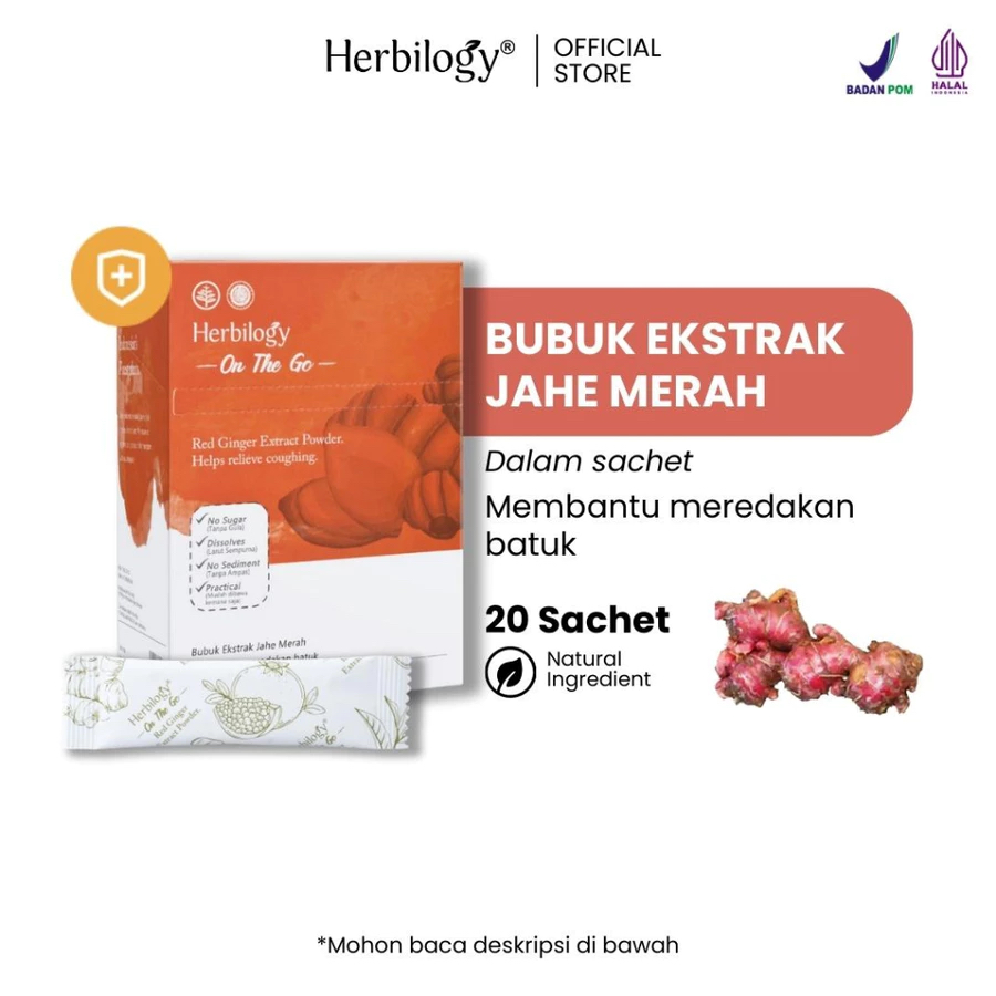

Herbilogy On The Go Red Ginger (Jahe Merah) 20 saset Extract Powder Membantu Meredakan Batuk