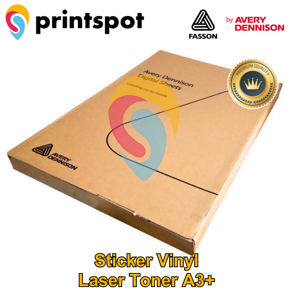 

Paket Hemat 5 Pack Fasson Avery Dennison USA Sticker Vinyl Laser Print A3+ Stiker Plastik Anti Air Label Kemasan Tahan Sobek