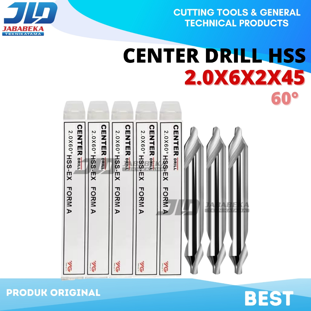 YG1 - NC Center Drill 2.0x60° HSSCo8 Tools Champer NC SPOTTING Drill 2.0x60° HSSCo8 Merk YG1
