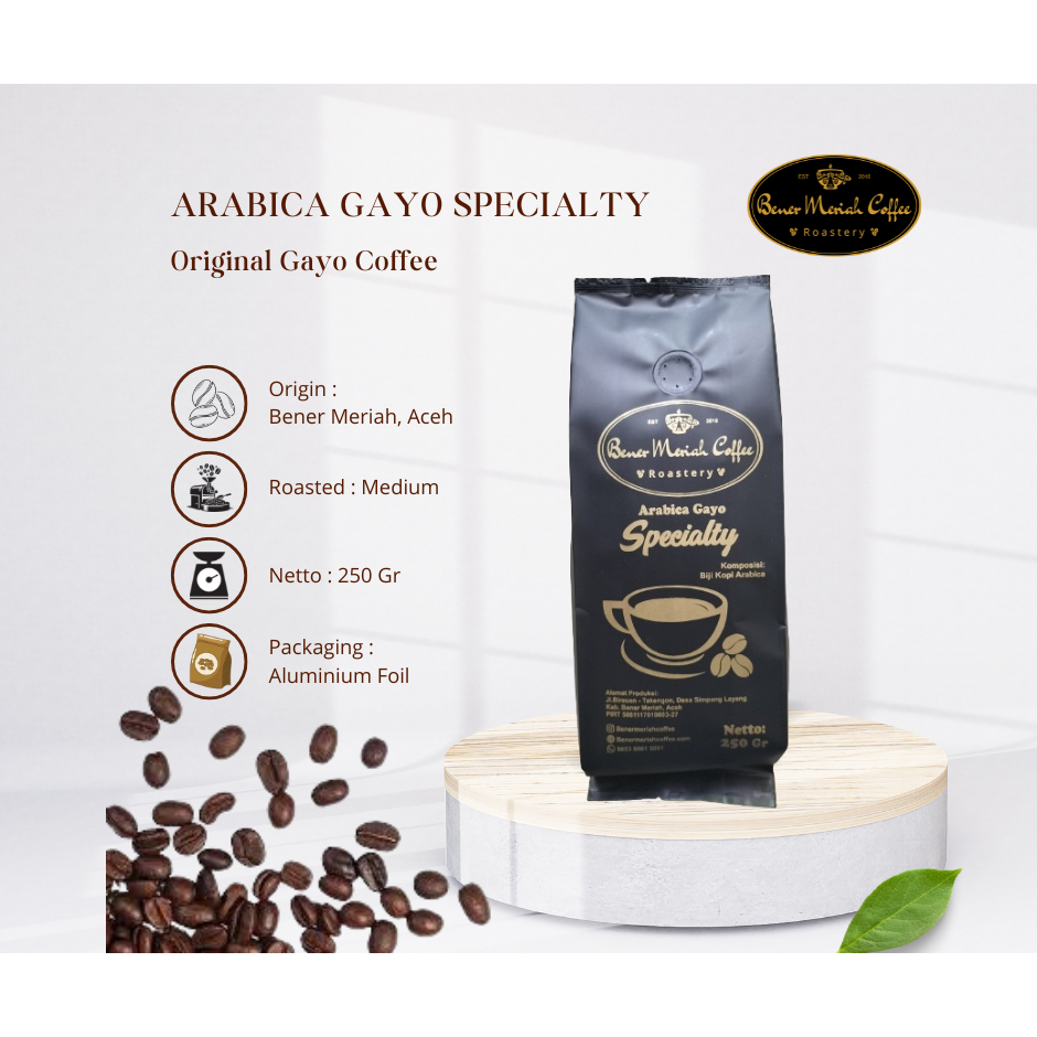 

Kopi Arabica Gayo Specialty 250 Gr | Bener Meriah Coffee
