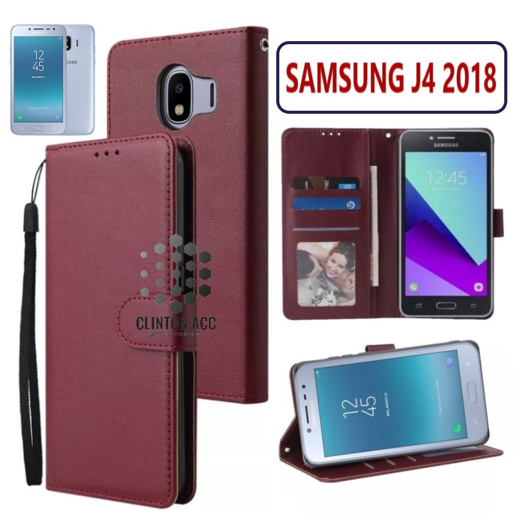 CASE HP SAMSUNG J4 2018 FLIP WALLET LEATHER DOMPET KULIT SOFTCASE PREMIUM FLIP COVER SARUNG BUKA TUT