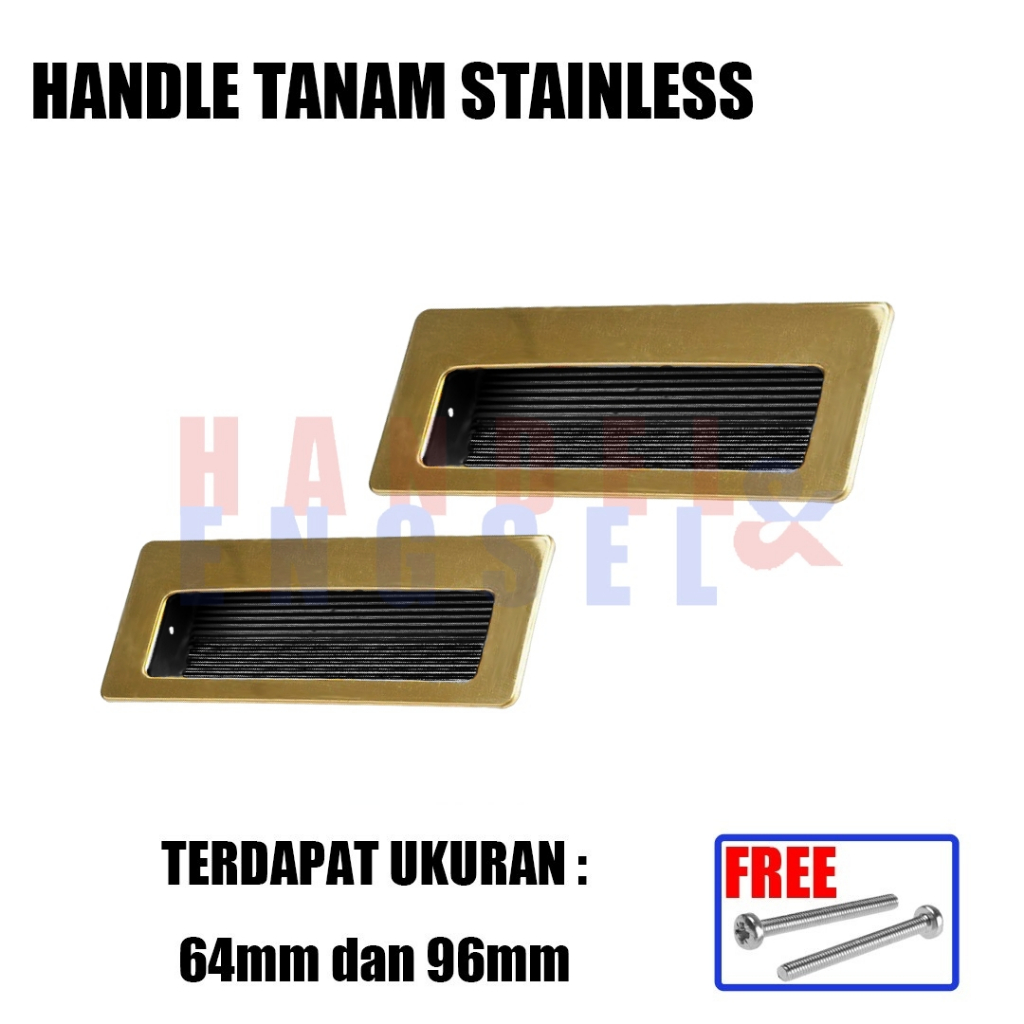 Tarikan Laci Tanam Pintu Sliding Full Stainless Steel Gold Handle Lemari Kitchen Nakas Pintu Geser