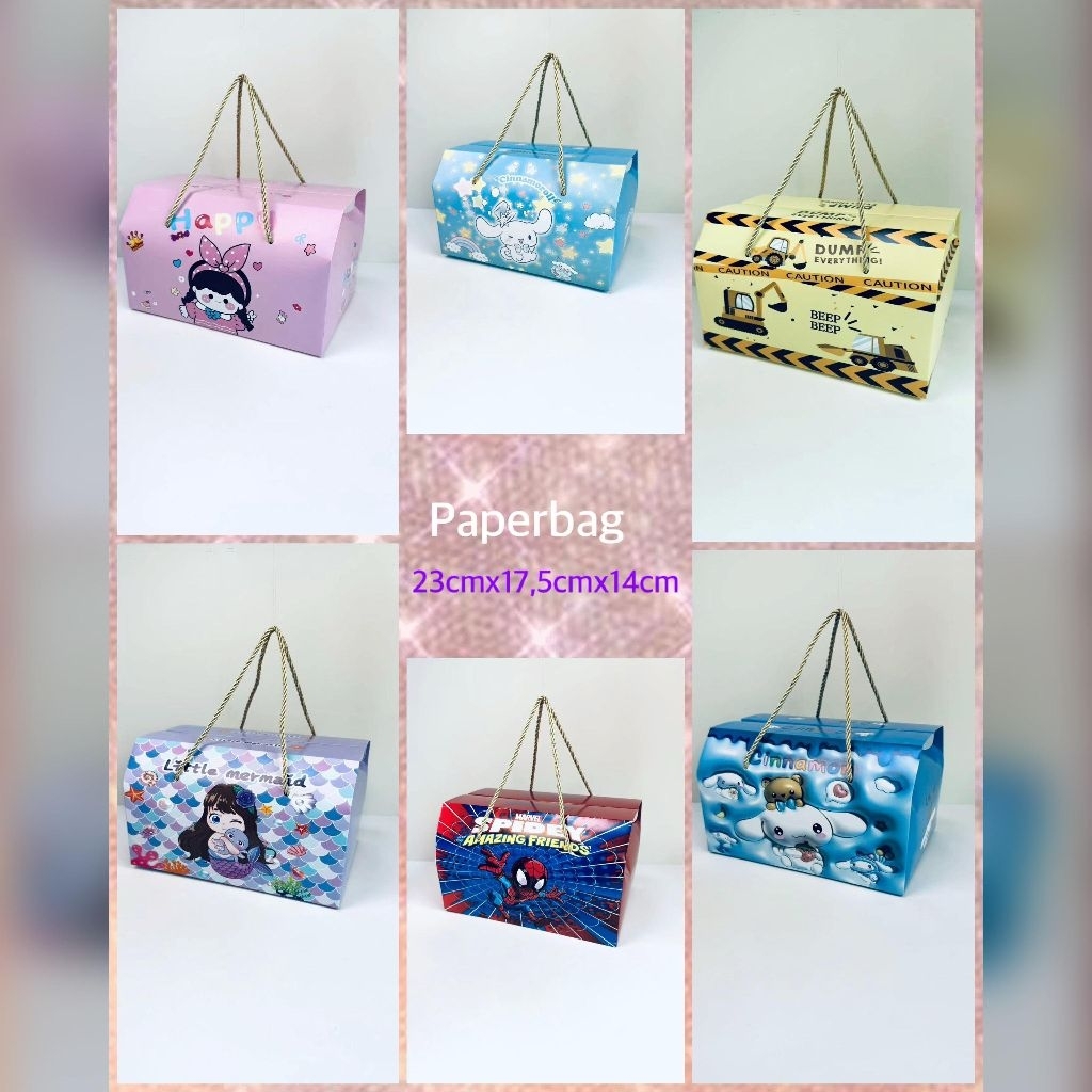 

NEW PAPERBAG ULANG TAHUN ANAK/TAS SOUVENIER HADIAH Uk 23X17,5X14Cm