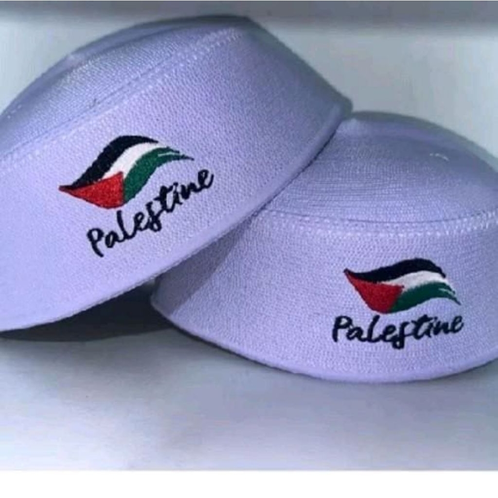 peci bordir palestina songkok putih Malaysia peci haji umroh putih