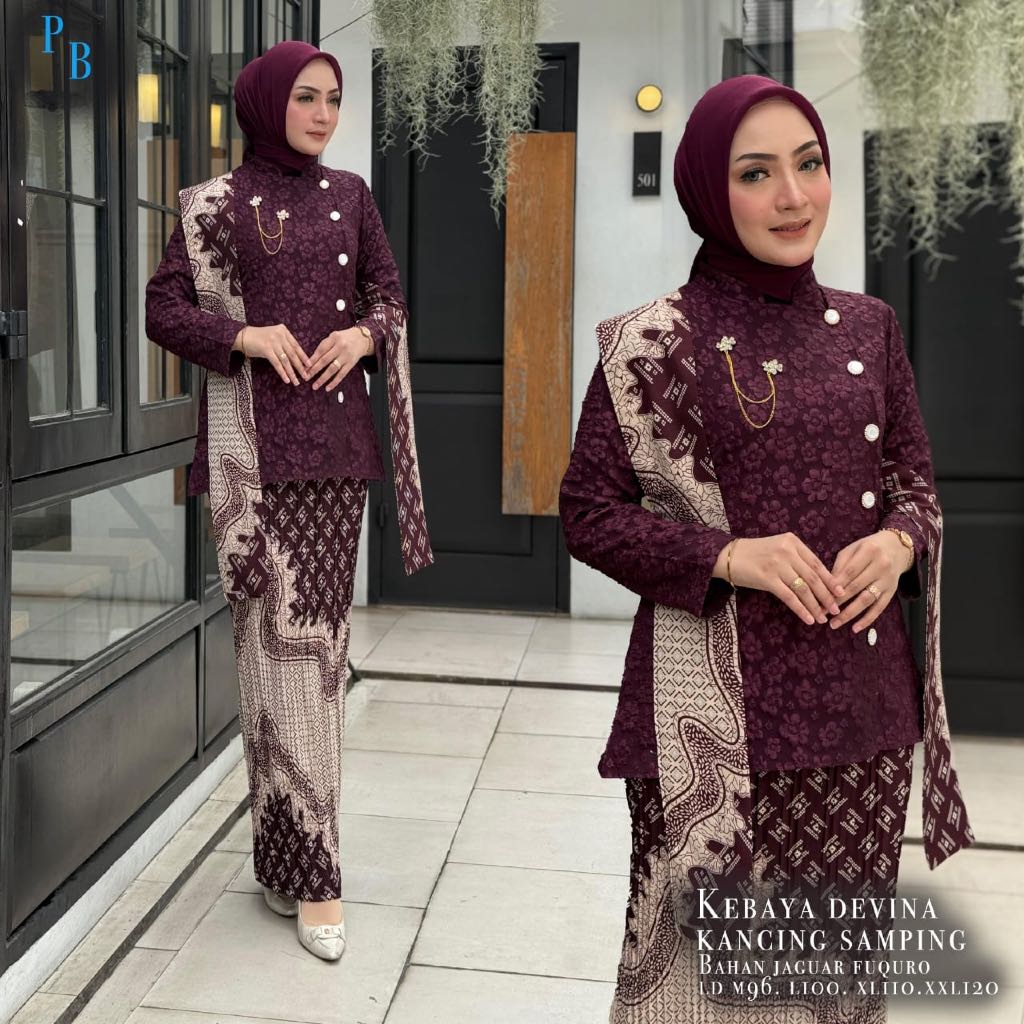 Setelan kebaya devina kancing samping - model kebaya terbaru - baju pesta - kebaya wisuda modern - p