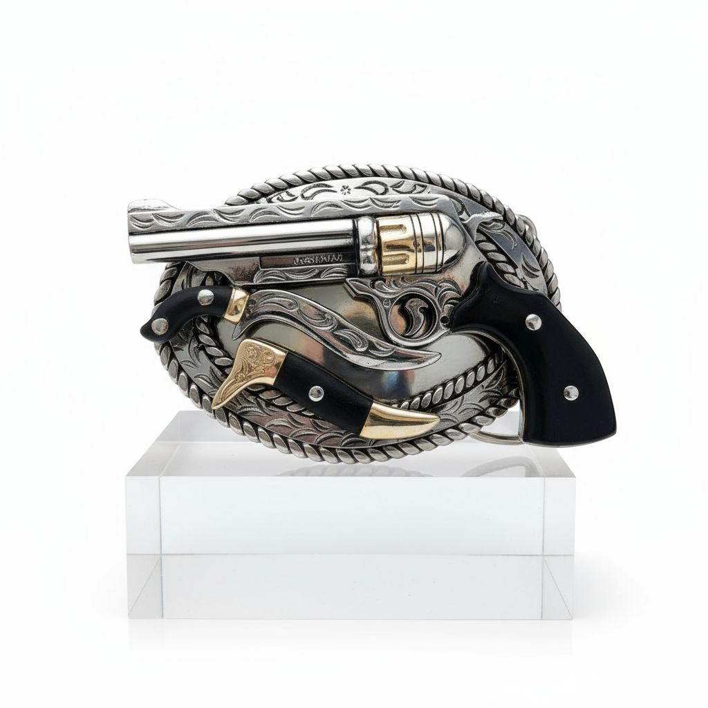 kepala ikat pinggang stainless pistol dan pisau peluru