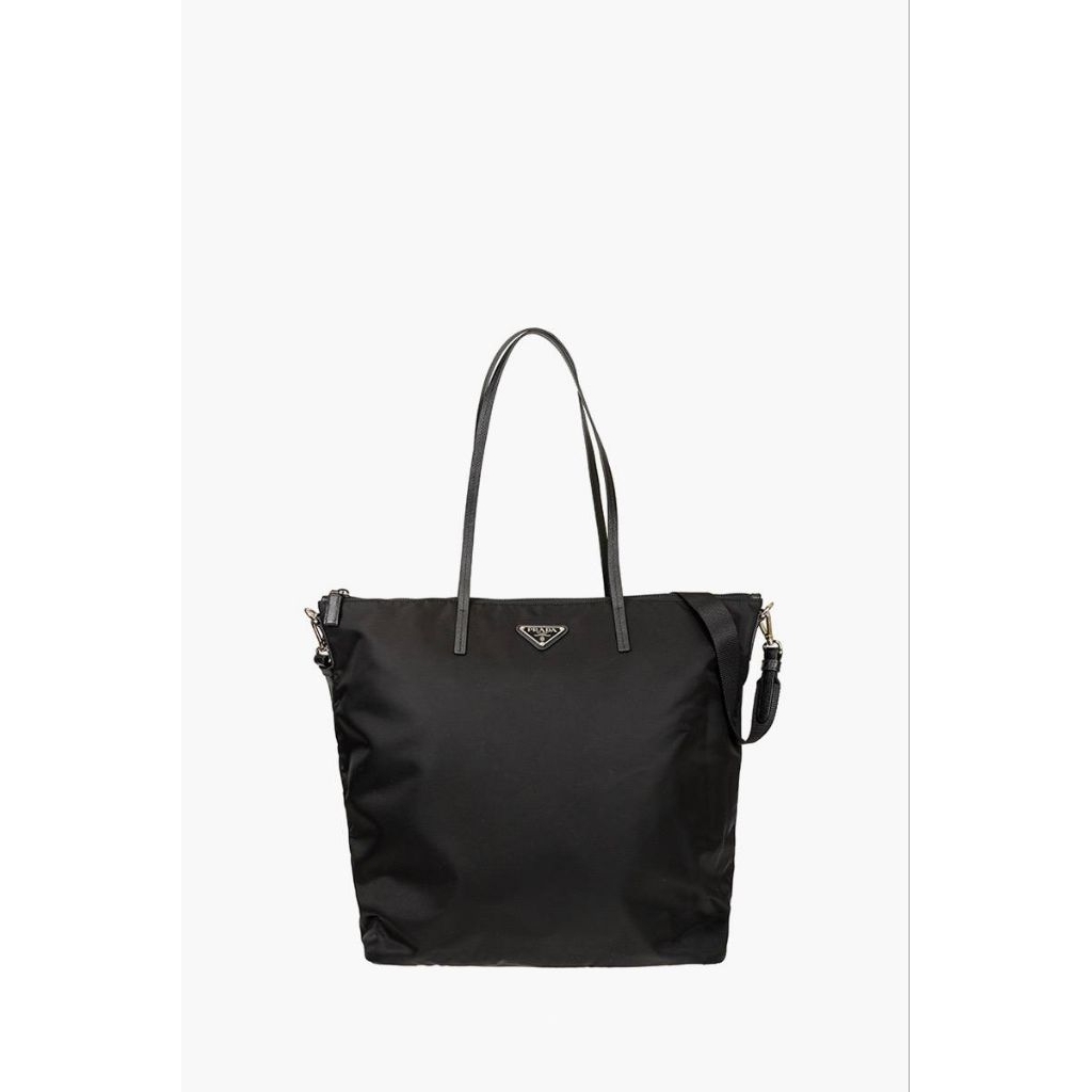 PRADA Pattina Tote Bag in Black Nylon with Strap