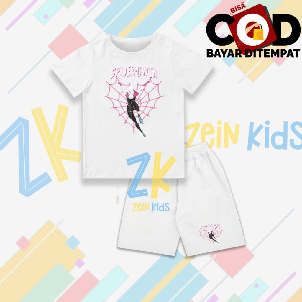 Setelan kaos anak Spyder Gwen / Setelan baju anak Spyder Gwen / Setelan fashion anak spyder gwen