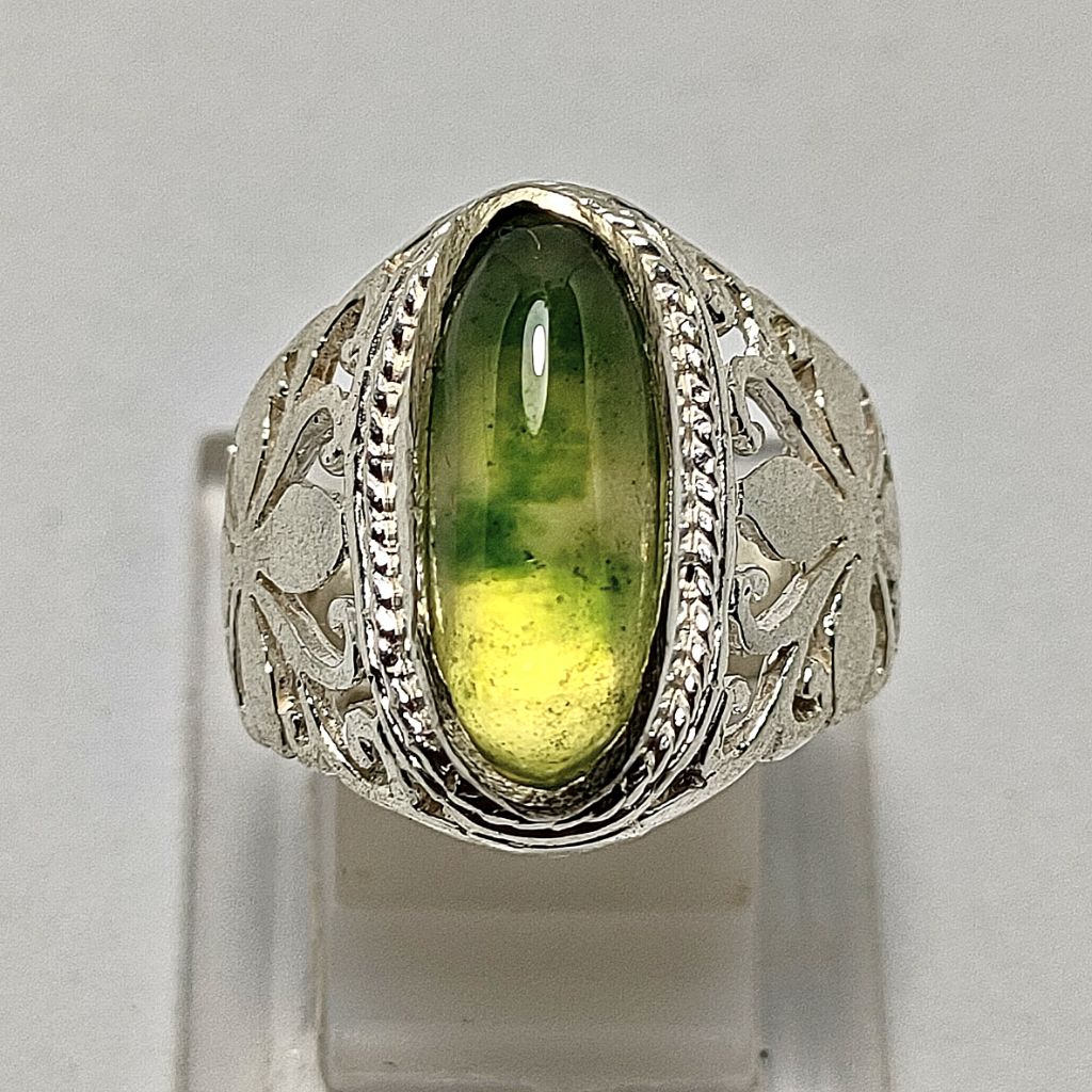 CINCIN BATU AKIK LUMUT SUNGAI DAREH PUCUK PISANG NATURAL IDOCRASE KODE 03489