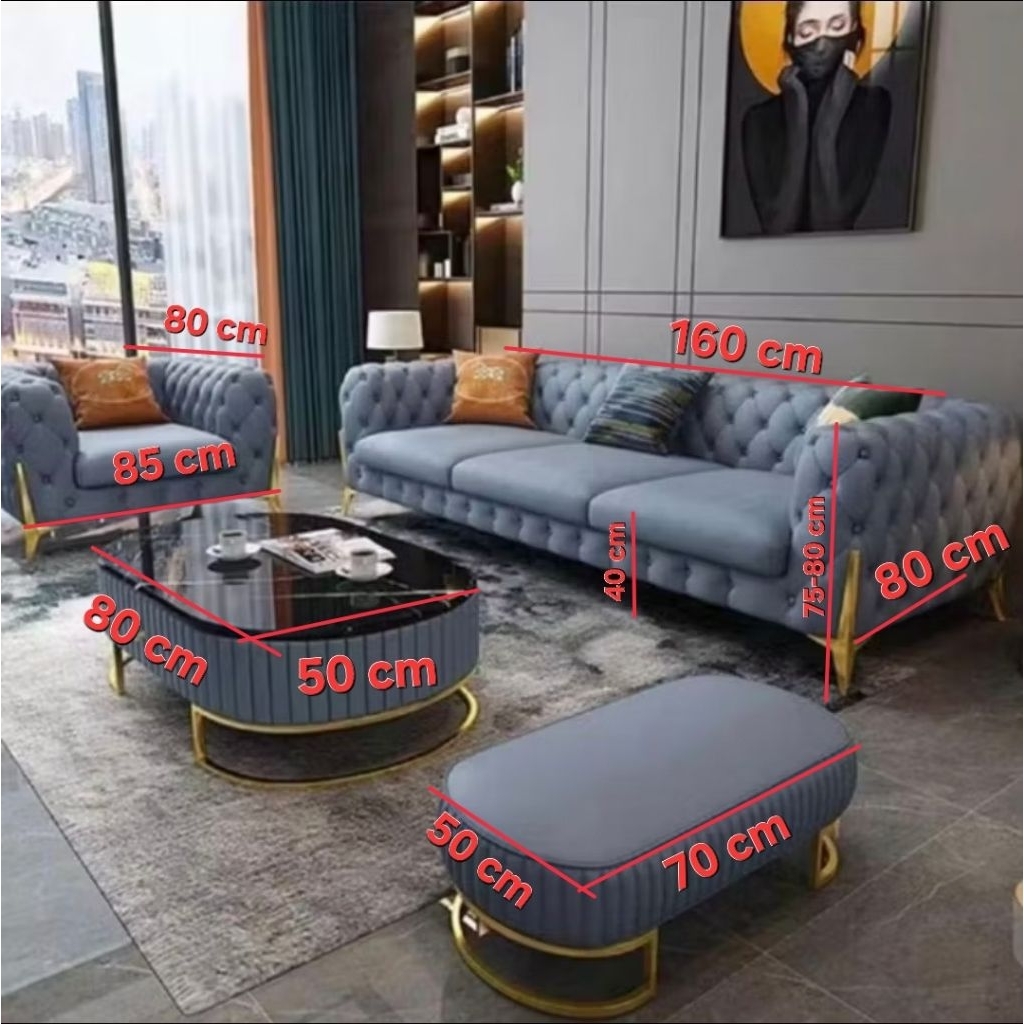 sofa kulit model chesterfield bahan premium design minimalis modern