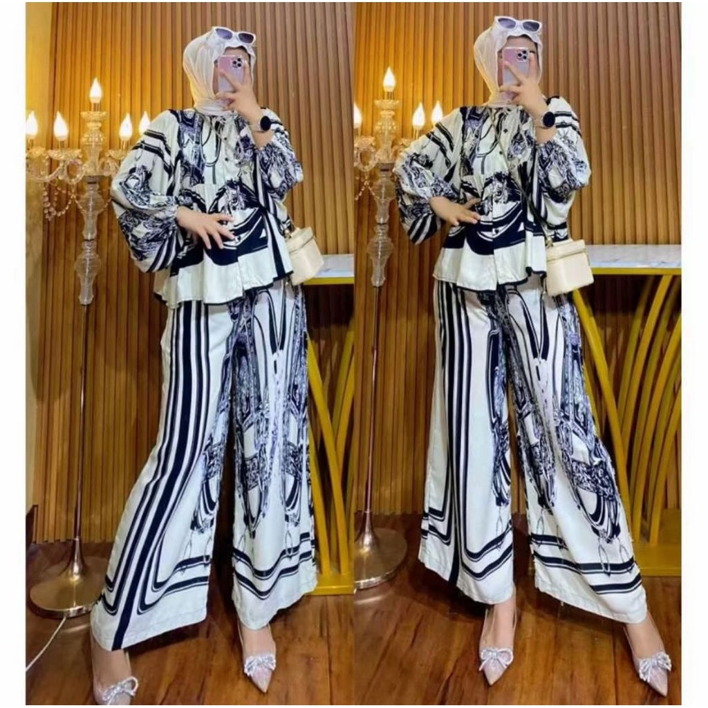 Maura Set / Setelan Balon Viral / OneSet Rayon Terbaru / Setelan Jumbo Lengan Balon
