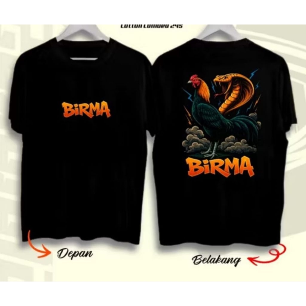 KAOS  AYAM LAGA Lengan Pendek  BIRMA Baju Pria Motif Cobra