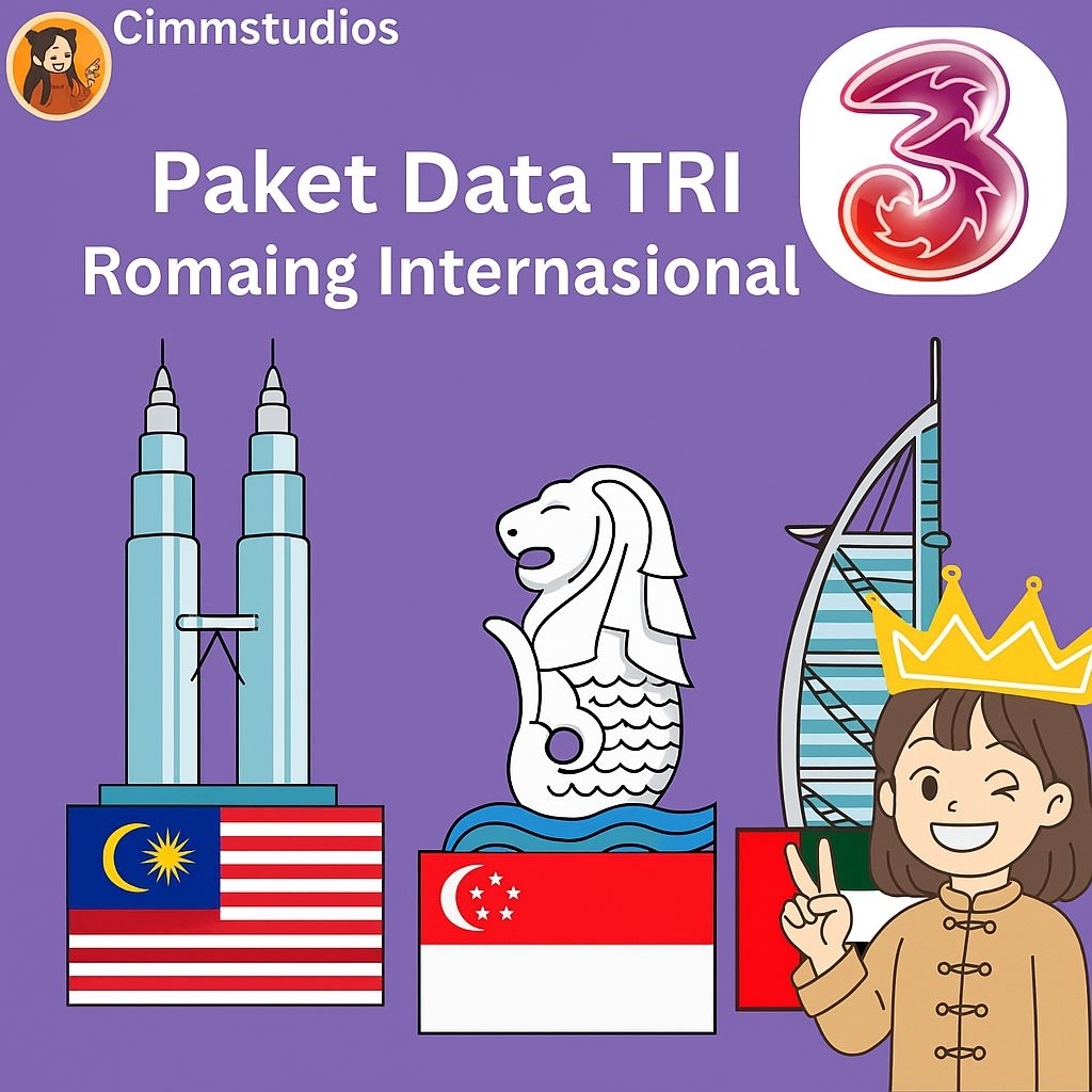Paket Data TRI Internasional Arab Singapore Malaysia 100GB, 10GB, 14GB, 19GB Cimmstudios