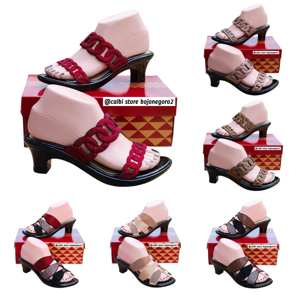 (( READY TERBARU )) SANDAL CALBI HEELS 5CM BERHIAS PERMATA  MEWAH & GLAMOUR
