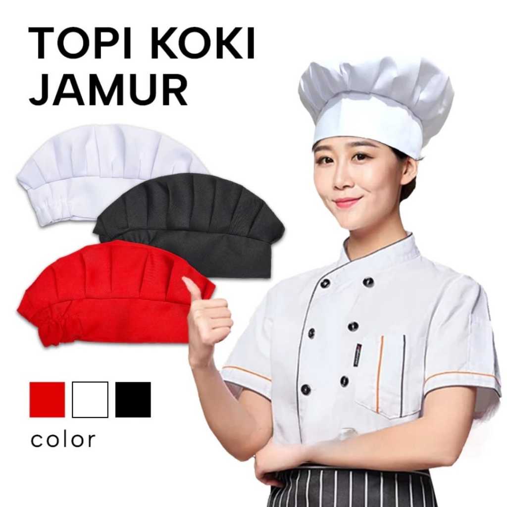 Topi Koki Chef Dewasa / Topi Jamur Chef Masak Dapur Kitchen Pria Wanita / Topi Koki Masak Unisex