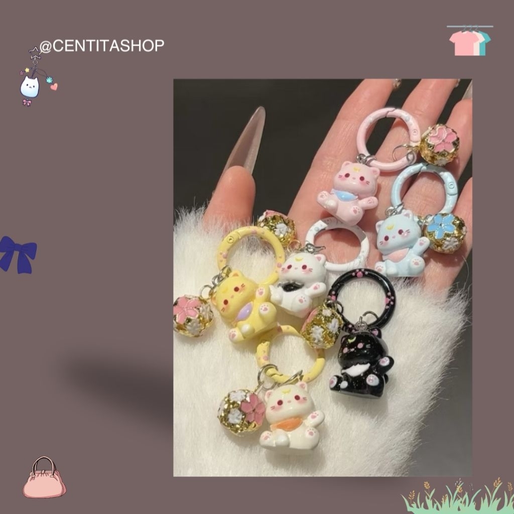 Gantungan Kunci Ring Kucing Maneki Neko Keychain | Centitashop