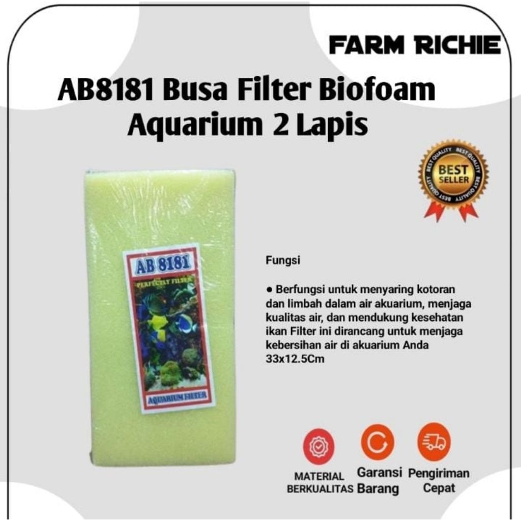 Biofoam Busa Filter Aquarium 2 Lapis AB8181 Perfectly Filter 25x40 Cm