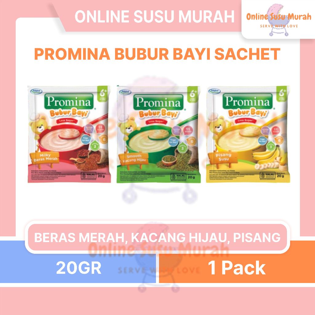 PROMINA 6+ BUBUR BAYI SEREAL 1 RENCENG 8 SACHET 20GR BUBUR BAYI MPASI 20 GR PRLA