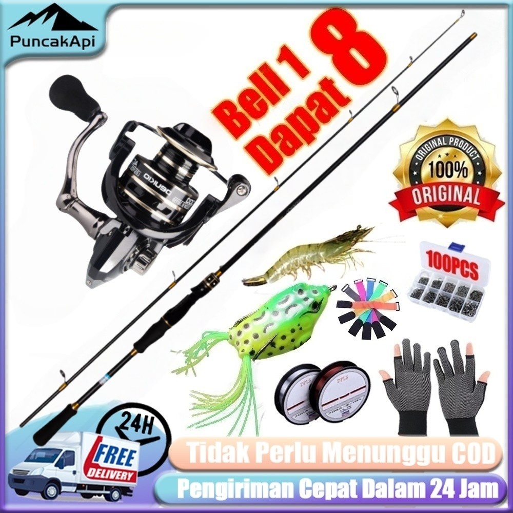 Joran Pancing Spinning & Casting 1.65M/1.80M/2.1M Gagang Karbon Joran Casting Dengan Reel Pancing Gu