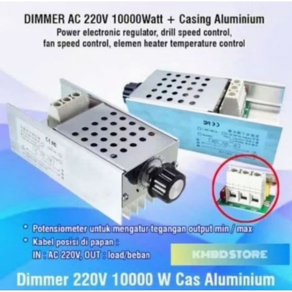 Dimmer Scr AC 220 Volt 10000W Watt Casing Aluminium SPEED CONTROLLER
