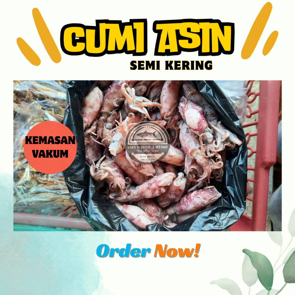 

Ikan Cumi Asin Semi Kering 70% Grade A Kemasan Vakum