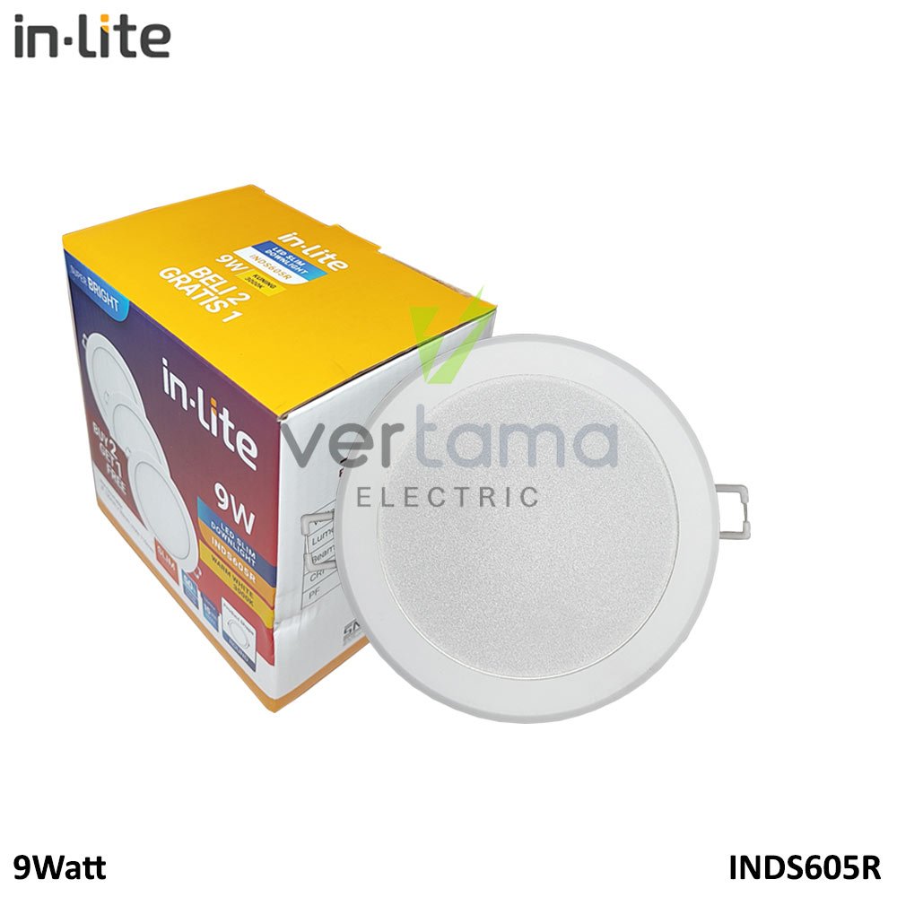 Paket Beli 2 Gratis 1 Lampu Downlight LED Panel Inlite INDS605R 9W 9Watt