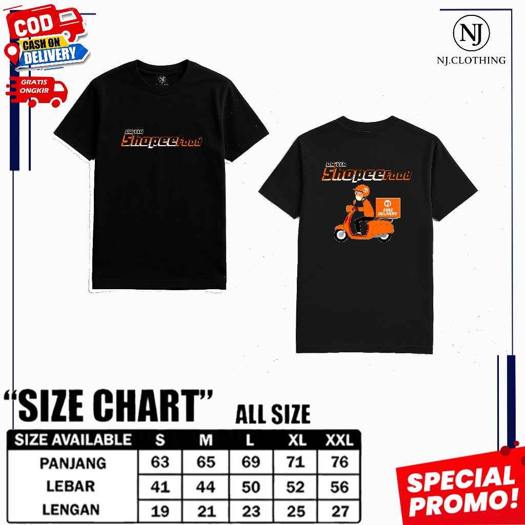 NJ- KAOS DISTRO T-SHIRT UNISEX DRIVER SHOPEE FOOD EDITION (BISA COD) READY SEMUA UKURAN M hingga XXL