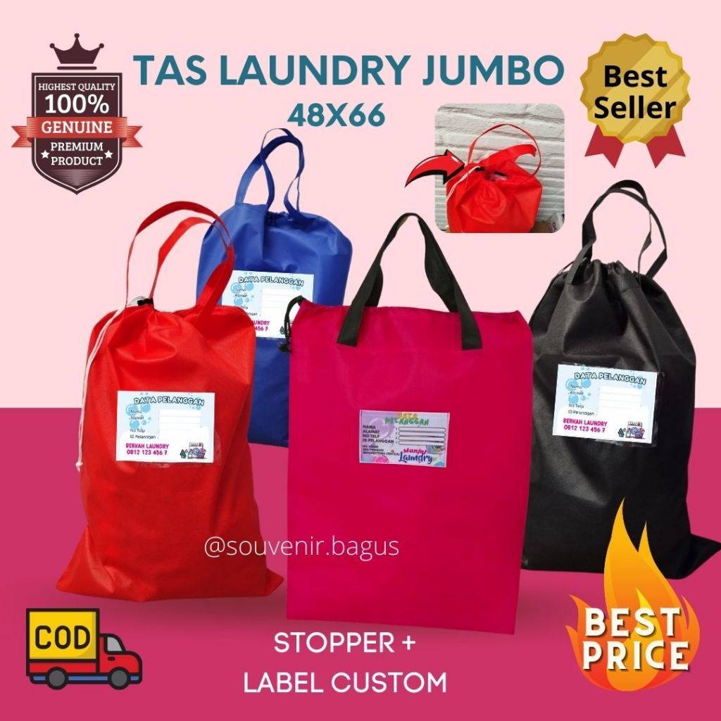 Tas Laundry Jumbo Custom Binatu Bag Tas Laundri Non Woven Tas Spunbund Besar Warna Tebal Kuat
