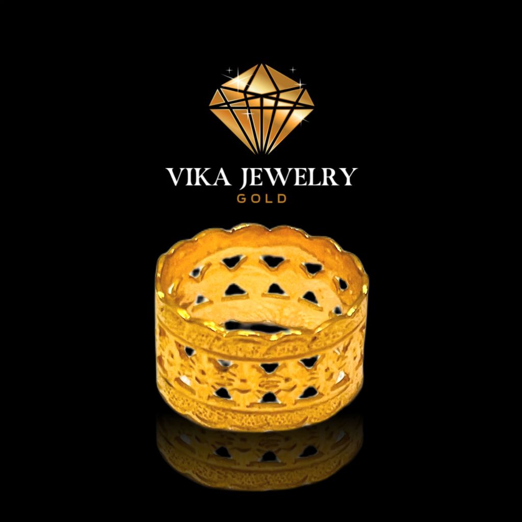 Cincin Emas Replika Vika Jewelry Gold Lace Cut Cincin Fashion Pria Wanita Premium