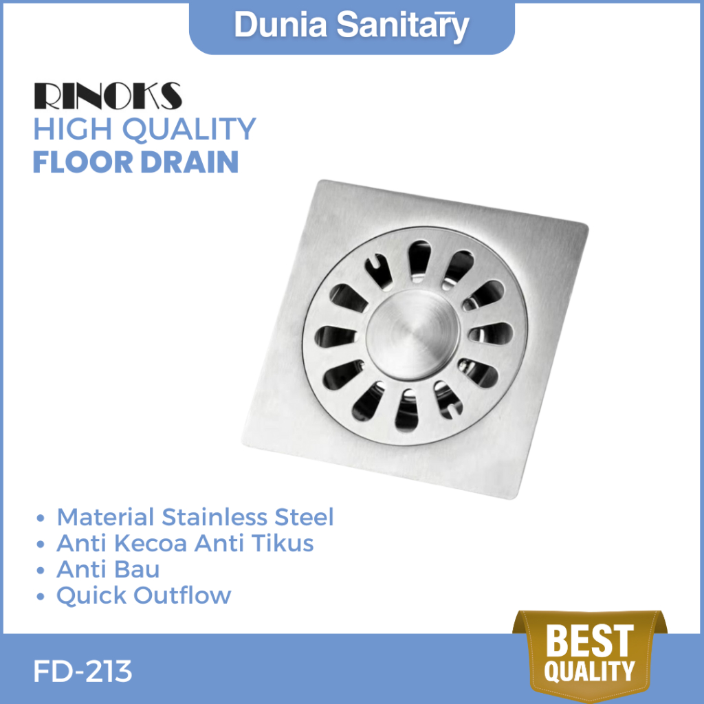 RINOKS Floor Drain mesin cuci RINOKS FD-213 STAINLESS STEEL ANTI KARAT FD-213