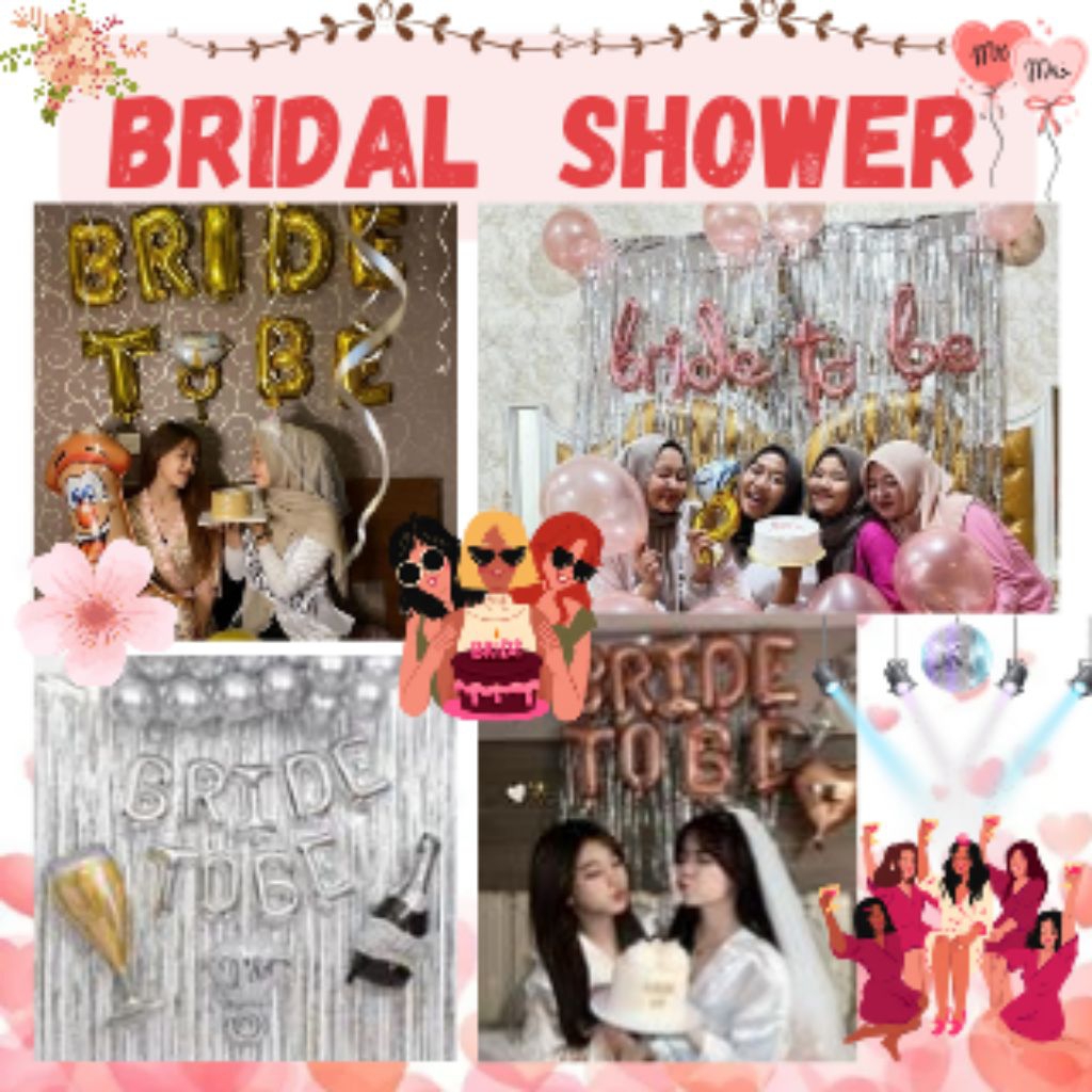 Balon Bridal Shower Balon Cincin Mini Jumbo Banner Selempang Bride To Be Cake Topper Siap Dicoblos B