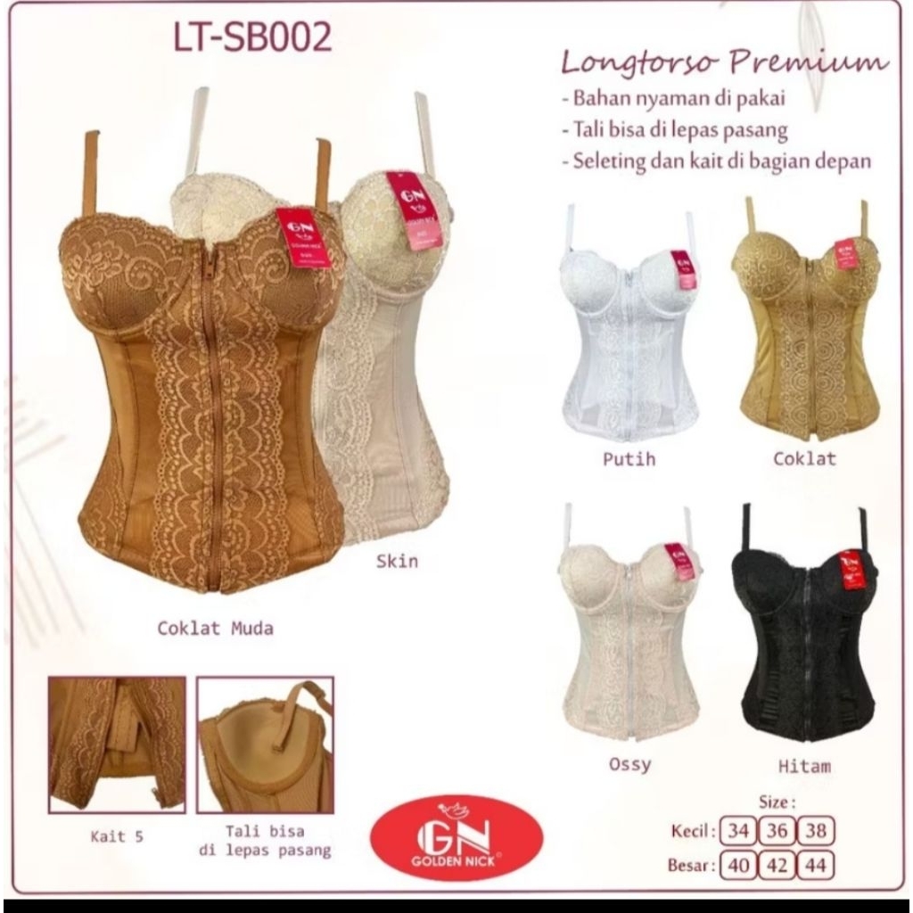 LONGTORSO GOLDEN NICK SB002 KAMISOL RENDA PREMIUN KORSET BRA PELANGSING DALAMAN KEBAYA