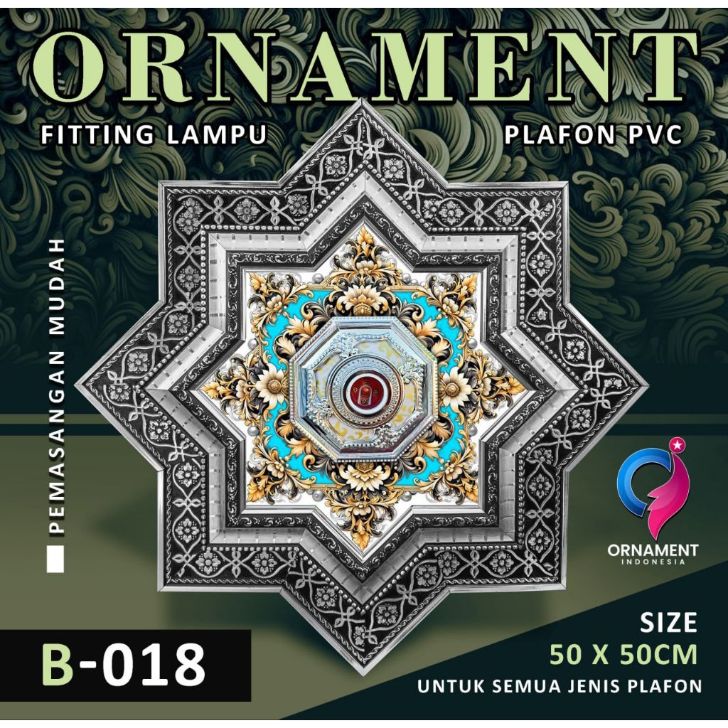 ORNAMEN LAMPU PLAFON PVC 50X50CM / FITTING LAMPU HIAS PLAFON PVC
