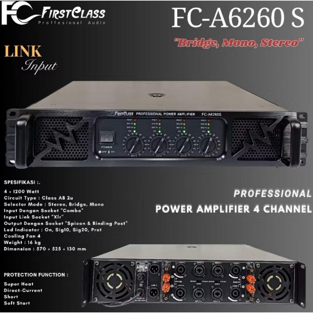 POWER AMPLIFIER FIRSTCLASS FC A6260S (SOFT START) /FC 6260S FIRSTCLASS FC-A6260S