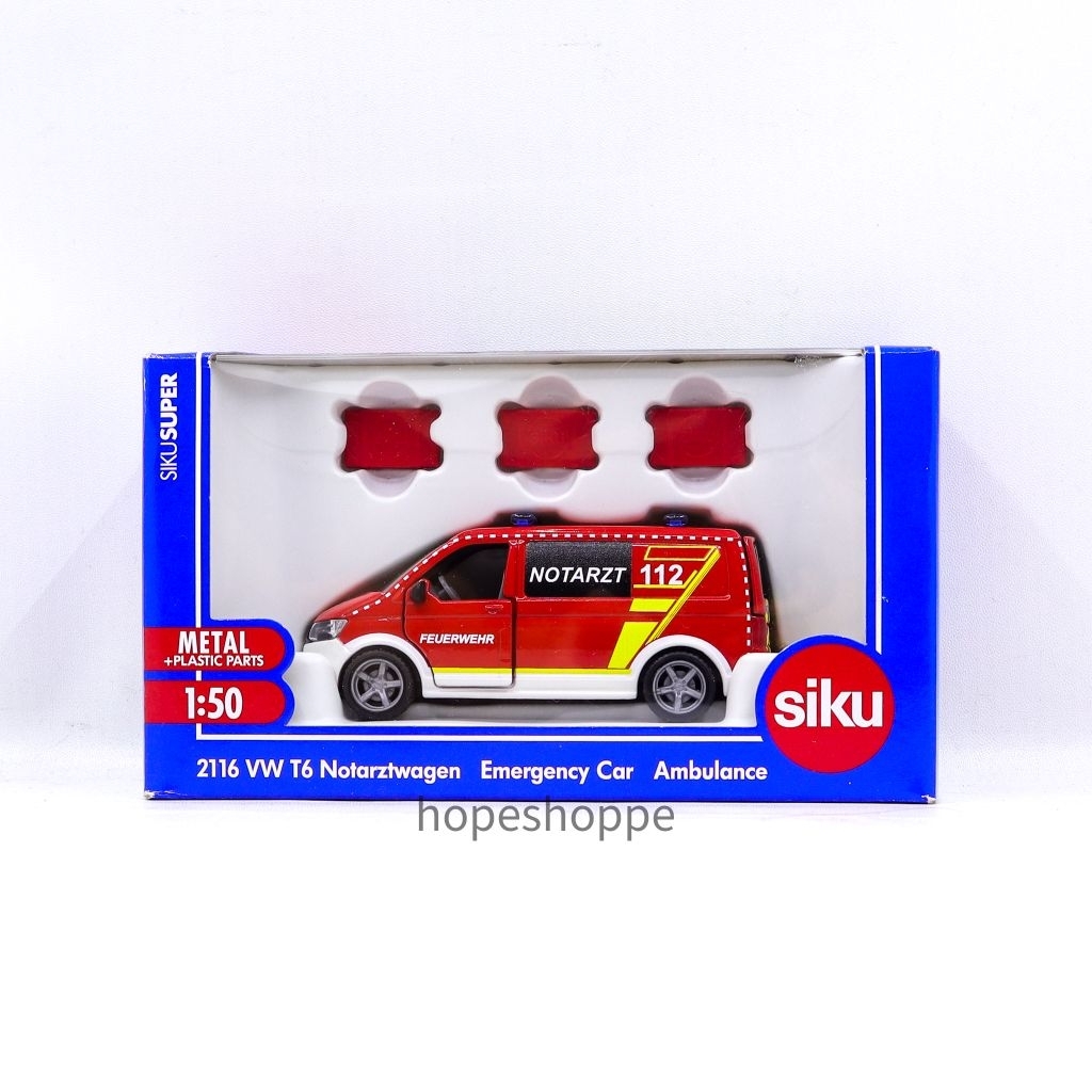 Siku Super 2116 Volkswagen T6 Ambulance Emergency Car Original Diecast Miniatur Mobil