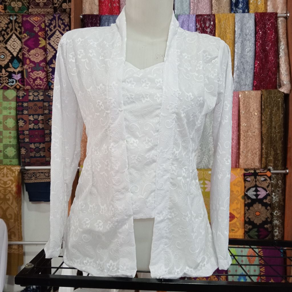 kebaya katun bordir putih